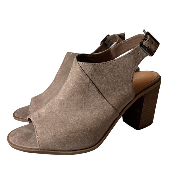Madden Girl Brown Peaches Slingback Booties Open Toe Block Heel Faux Suede 11 - Picture 1 of 7